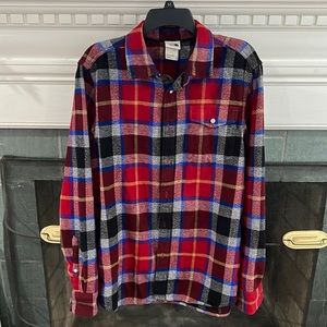 Red Plaid The North Face Flannel Shirt Casual Button Down M White Black Blue